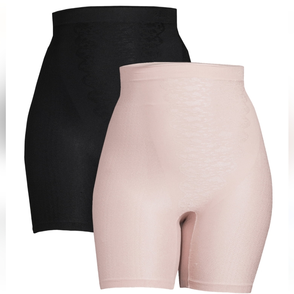 Gloria Vanderbilt 2-Pack Hi-Waisted Seamless Jacquard Thigh Shaper/Ivory Size 3X